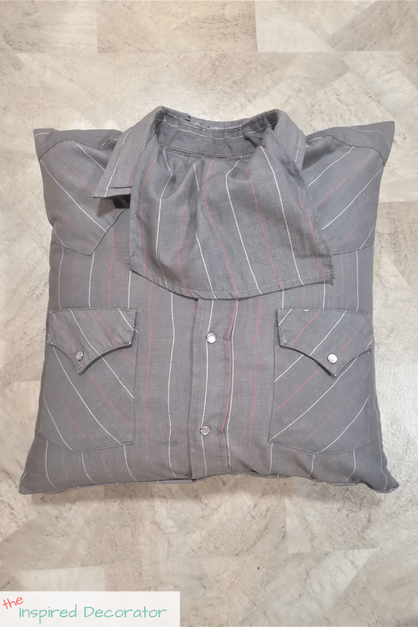 Memory pillow from a shirt with a cover for the pillow insert.