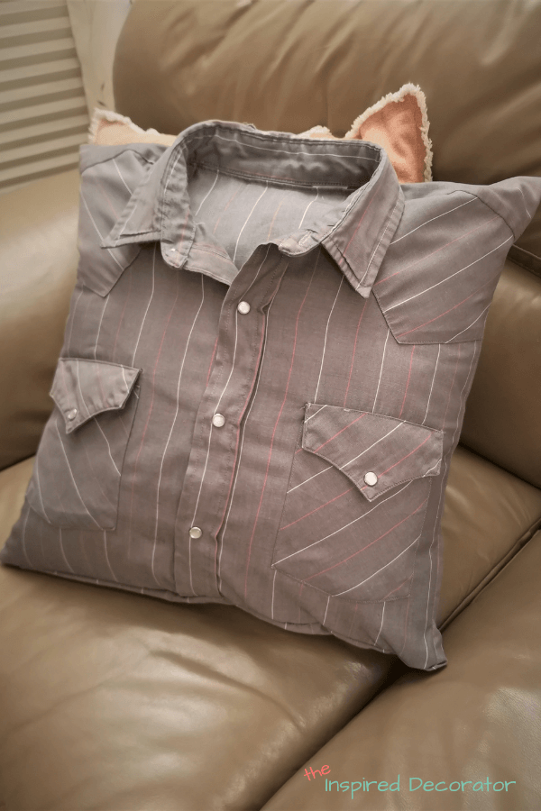 Create a lasting memory with a memory pillow made from a loved ones' shirt.